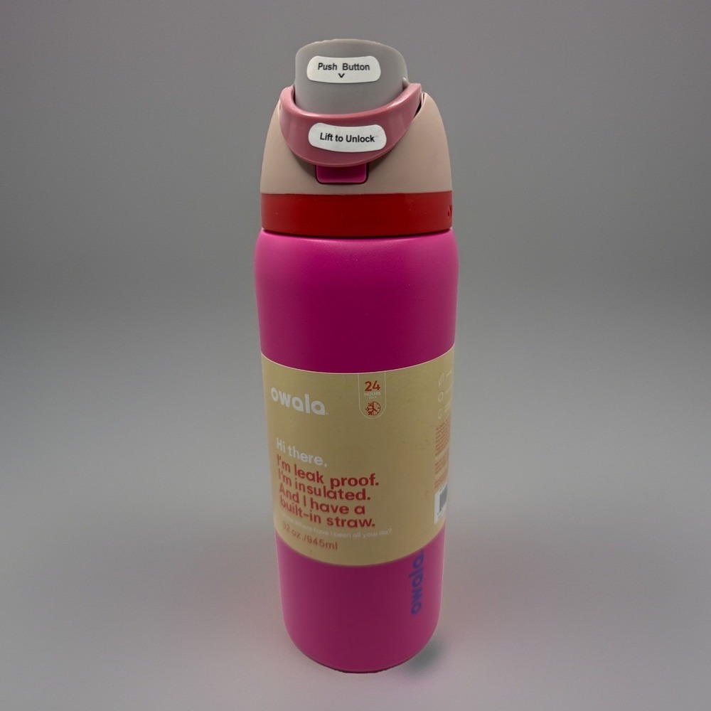 Owala 32oz FreeSip Stainless Steel Water Bottle - Read My Lips NWT See Desc